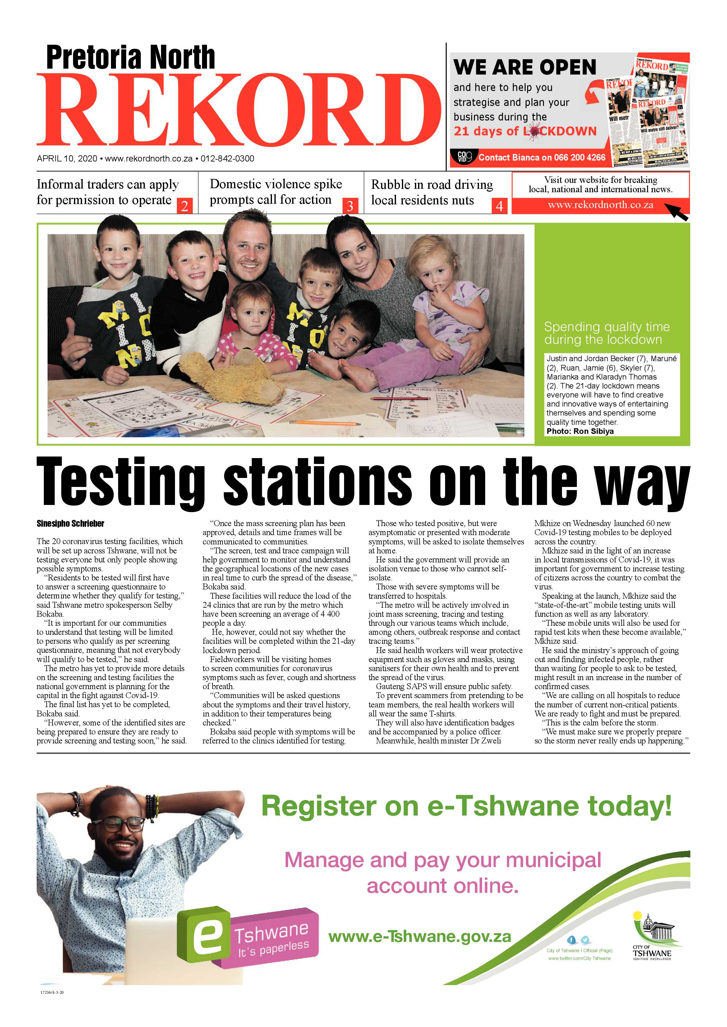 Rekord North 10 April 2020 page 1