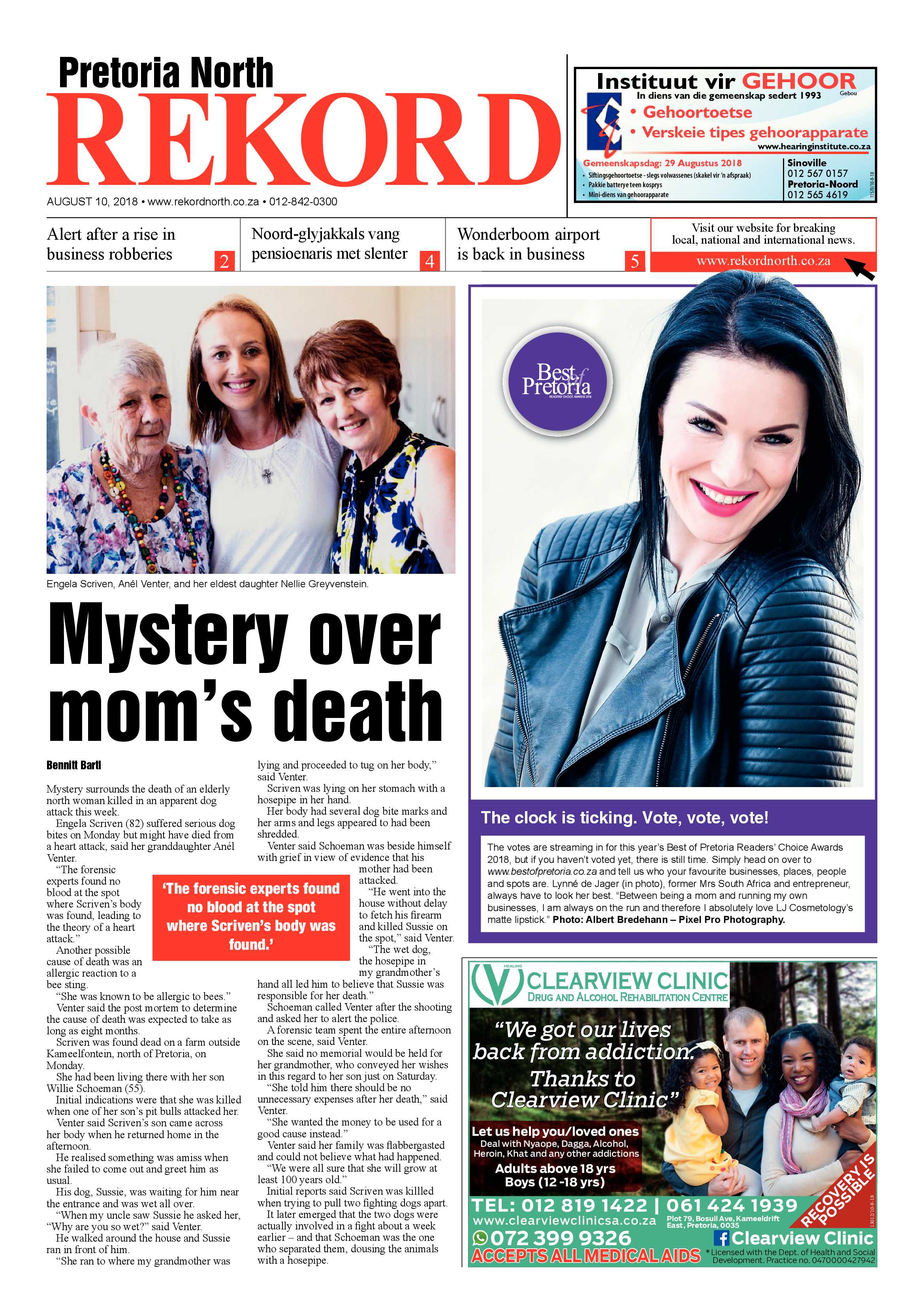 Rekord North 10 August 2018 page 1