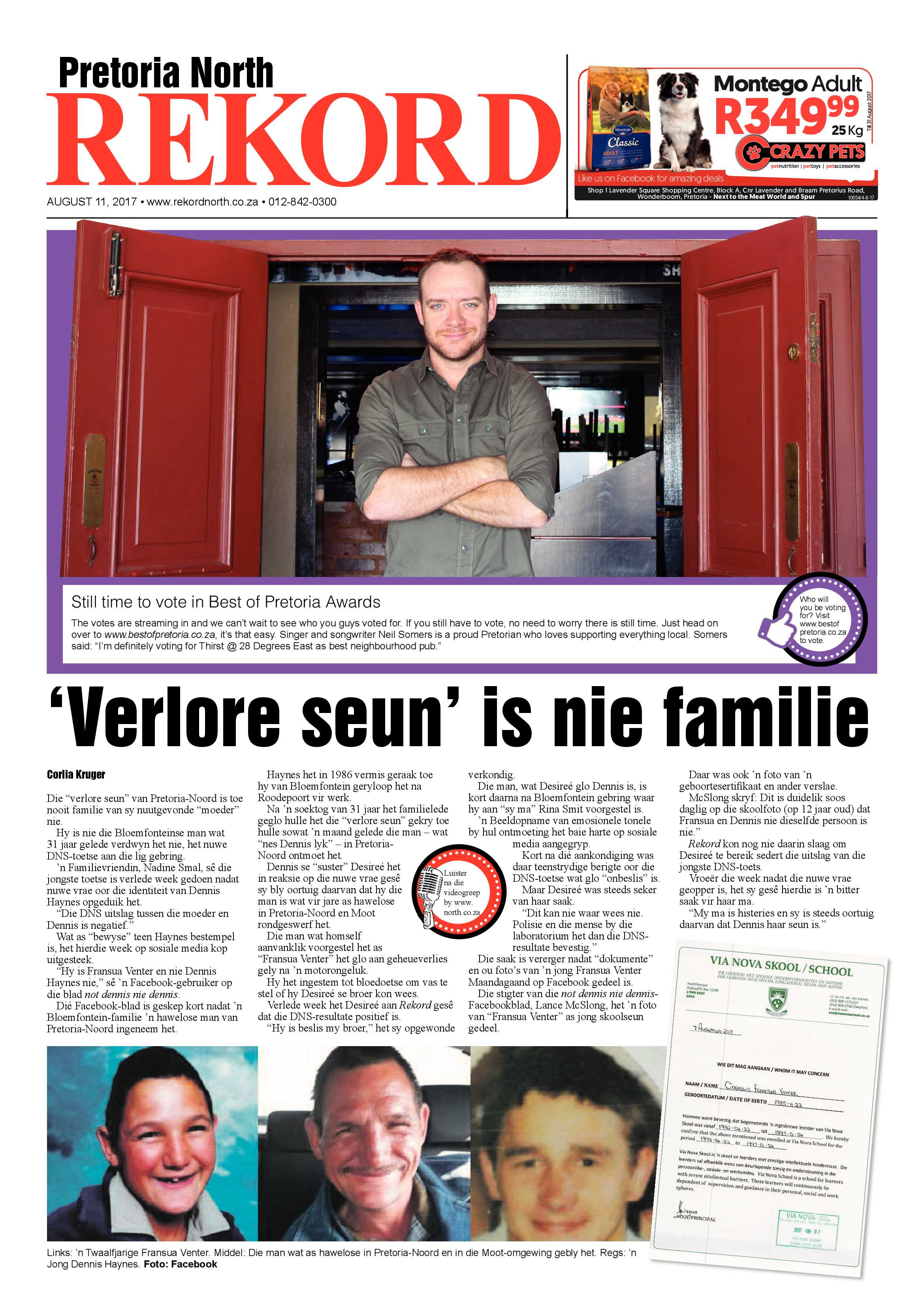 Rekord North 11 August 2017 page 1